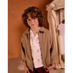 Blouson en serg� de coton avec poches beige fonc�