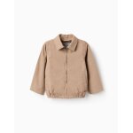 Blouson en serg� de coton avec poches beige fonc�