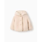 Blouson en sherpa avec capuche gris clair