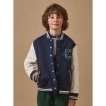 Blouson teddy brod� gar�on marine