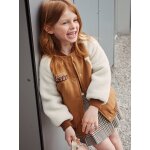 Blouson teddy en lainage et sherpa fille animation en bouclettes camel