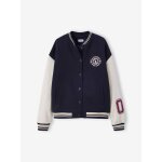 Blouson teddy en molleton avec d�tail num�ro manche fille marine