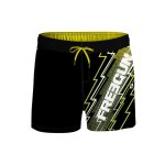 Boardshort court ceinture demi - lastique eclair noir / jaune