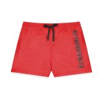 Boardshort court avec ceinture demi - lastique rouge / noir