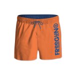 Boardshort court ceinture tout - lastique orange / bleu