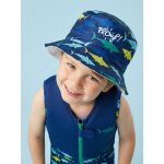 Bob de plage anti - uv r�versible - gar�on blanc / bleu marine � motifs