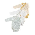 Bodies b�b� � manches longues lot de 2 - promenons nous blanc / jaune