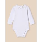 Body col brod� b�b� - coton biologique blanc casse