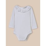 Body col brod� b�b� - coton biologique blanc doux