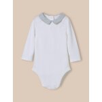 Body col À carreaux en coton biologique rayure vert doux Body col À carreaux en coton biologique rayure vert doux