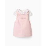 Body en coton et robe chasuble en serg� rose