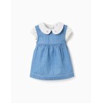 Body en coton + robe en jean sans manches bleu