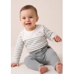 Body manches longues 100% coton b�b� gar�on fond naturel raye vert d eau