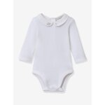 Body manches longues col brod� blanc