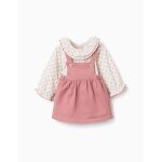 Body � motif fleuri + robe salopette rose