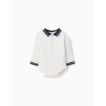 Body polo en coton avec col contrastant blanc