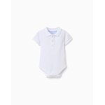 Body polo en coton � manches courtes blanc
