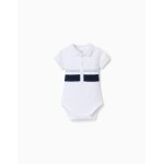 Body polo en coton � rayures blanc