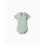 Body polo en coton � rayures vert clair