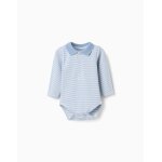 Body - polo � manches longues ray� bleu clair
