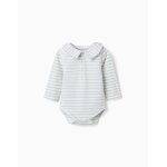 Body polo � manches longues et rayures beige clair