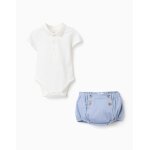 Body - polo + short en serg� bleu clair