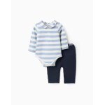 Body rayé + pantalon en jersey bleu foncé Body rayé + pantalon en jersey bleu foncé