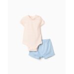Body � rayures + short en jean bleu clair