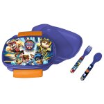 Bo�te � go�ter avec couverts pat patrouille 2 compartiments pvc bleu