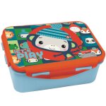 Bo�te � go�ter enfant 17 cm � rabat - singes - fisher - price blanc / bleu / bleu