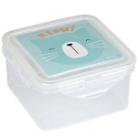 Bo�te � go�ter transparente 13 cm � l effigie de chat meow! bleu / vert