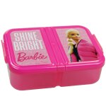 Bo�te � repas 3 compartiments barbie shine bright plastique sans bpa fermeture � clips rose