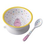 Bol ventouse avec cuillre barbapapa blanc