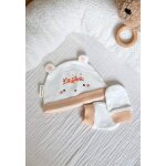 Bonnet bb et moufles anti - griffures miss plume ecru