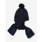 Bonnet / charpe 2 en 1 point mousse bb bleu gris