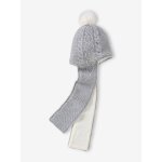 Bonnet / écharpe 2 en 1 torsades et coeurs bébé gris chiné Bonnet / écharpe 2 en 1 torsades et coeurs bébé gris chiné