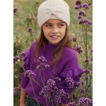 Bonnet fille en maille ctele avec noeud fantaisie beige chin