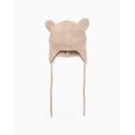 Bonnet en maille avec oreilles et lien À nouer gris Bonnet en maille avec oreilles et lien À nouer gris