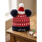 Bonnet minnie mouse enfant gamme no�l en maille chaude extensible, taille unique rose