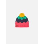 Bonnet multicolore � pompon bleu