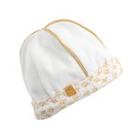 Bonnet de naissance en coton - promenons nous blanc / jaune