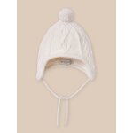 Bonnet p�ruvien en laine doubl� de polaire b�b� ecru