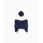 Bonnet avec pompon et protection d'oreilles bleu Bonnet avec pompon et protection d'oreilles bleu