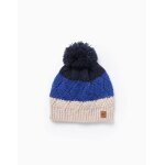 Bonnet ray avec pompon bleu