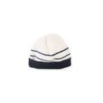 Bonnet  revers en laine bb cru ray marine