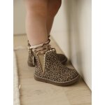 Boots bb fille cuir zippes beige imprim