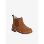 Boots bb fille cuir zippes camel