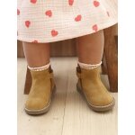 Boots bb fille cuir zippes camel