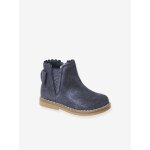 Boots bb fille cuir zippes marine