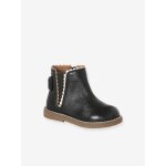 Boots bb fille cuir zippes noir